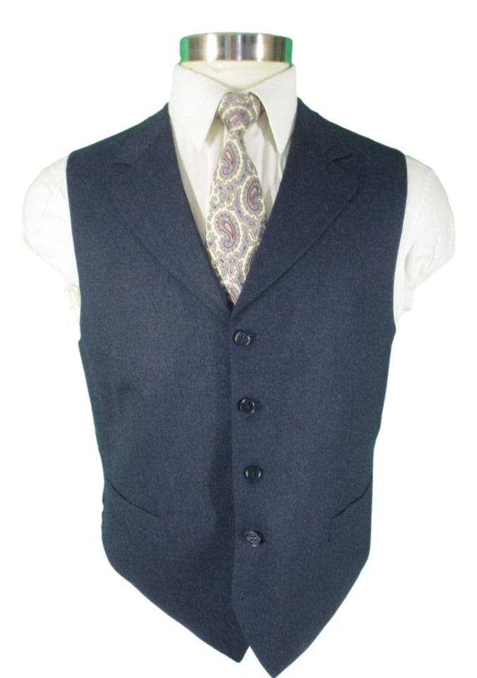 Traje de lana de franela de tres piezas azul oscuro Canali 1934 para hombre 42R Italia Foto 4 de 4