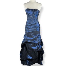Jump Royal Blue Formal Dress Womens Size 7 8 Corset Back Prom Gown Strapless