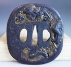 Tsuba guard large dragon cloud Unryu inlay samurai Sword fitting Edo
