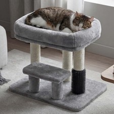 Heybly Cat Scratching Post Small Cat Tree Tower 3 Full Sisal Posts Removable