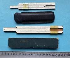 2 Mini-Rechenschieber Im Etui, ARISTO Ne081 und FABER