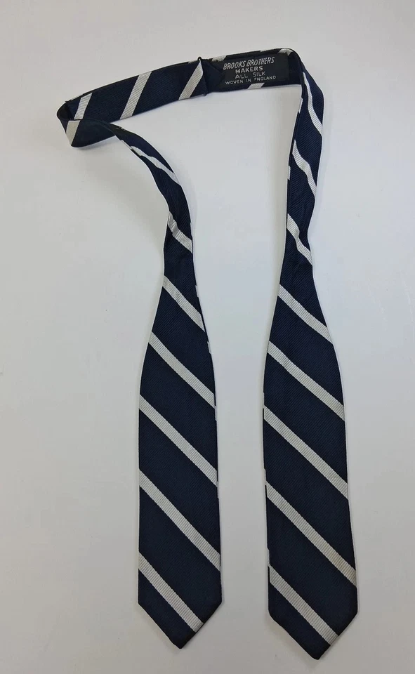 Brooks Brothers Arco de Seda Autoatado Ala de Murciélago Repp Rayas Azul Marino Gris Preppy Inglaterra Foto 4 de 4