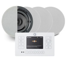 Q Acoustic E120 White DAB+ Radio & Bluetooth Ceiling Speaker System - 4x QI65CB