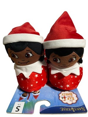 The Elf On The Shelf Girl Plush Slippers Womens Size S 5-6 Red White Christmas