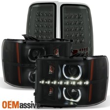 Fit 07-13 Gmc Sierra Black Smoked Led Halo Projector Headlightsled Tail Lights Fit 07-13 Gmc Sierra Black Smoked Led Halo Projector Headlightsled Tail Lights