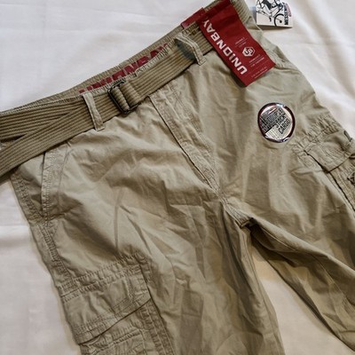 NWT Union Bay Messenger Double Stack Cargo Shorts - 34x15 - Khaki Tan - Belted