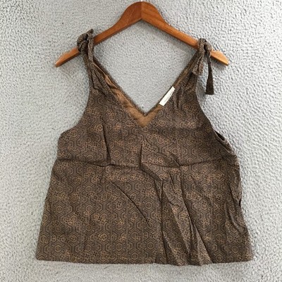 Treasure & Bond Nordstrom Top Womens Small V-Neck Tie Sleeveless Casual Brown