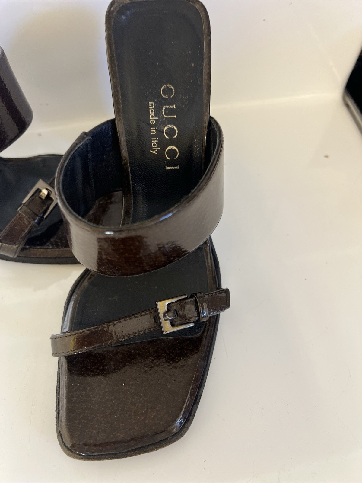 Gucci  Double strap Leather Slide On Mule Sandel Size 5 1/2 B