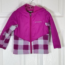 Columbia Girls 2T Plaid Hooded Outerwear Coat Pink Mauve Omni-Shield Toddler