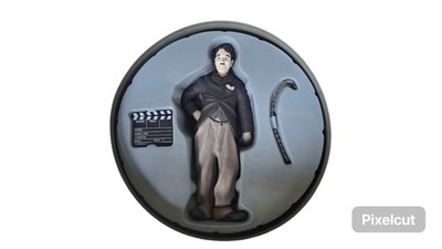 SD Toys Movie Icons Charles Chaplin 7'' Figure Metal Film Reel Tin Bubbles Inc