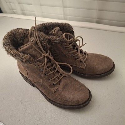 Bullboxer Kara Size 8 Brown Lace Up Side Zip Desert Style Block Heel Ankle Boot