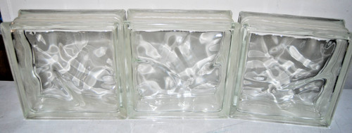 3 Vintage Pittsburgh Corning Glass Blocks Decora Wavy Pattern 8x8x3 No Chips