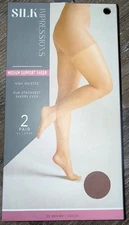 Silk Impressions ~ 2 Pair Women's Pantyhose Cocoa 30 Denier Sheer ~ M