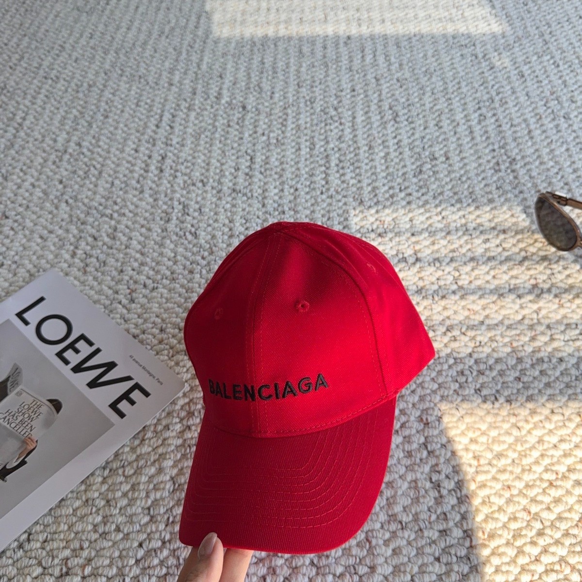 BALENCIAGA New Red Cotton Baseball Cap, Adjustable One Size, Unisex View 2