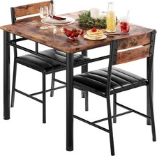 IRONCK Dining Table Set for 2, Small Kitchen Table with Upholstered Chairs Dinni