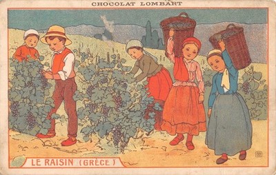 Old postcard advertising / chocolate lombart / le raisin greece