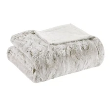 60"x70" Oversized Marselle Faux Fur Throw Blanket White/Neutral - Madison