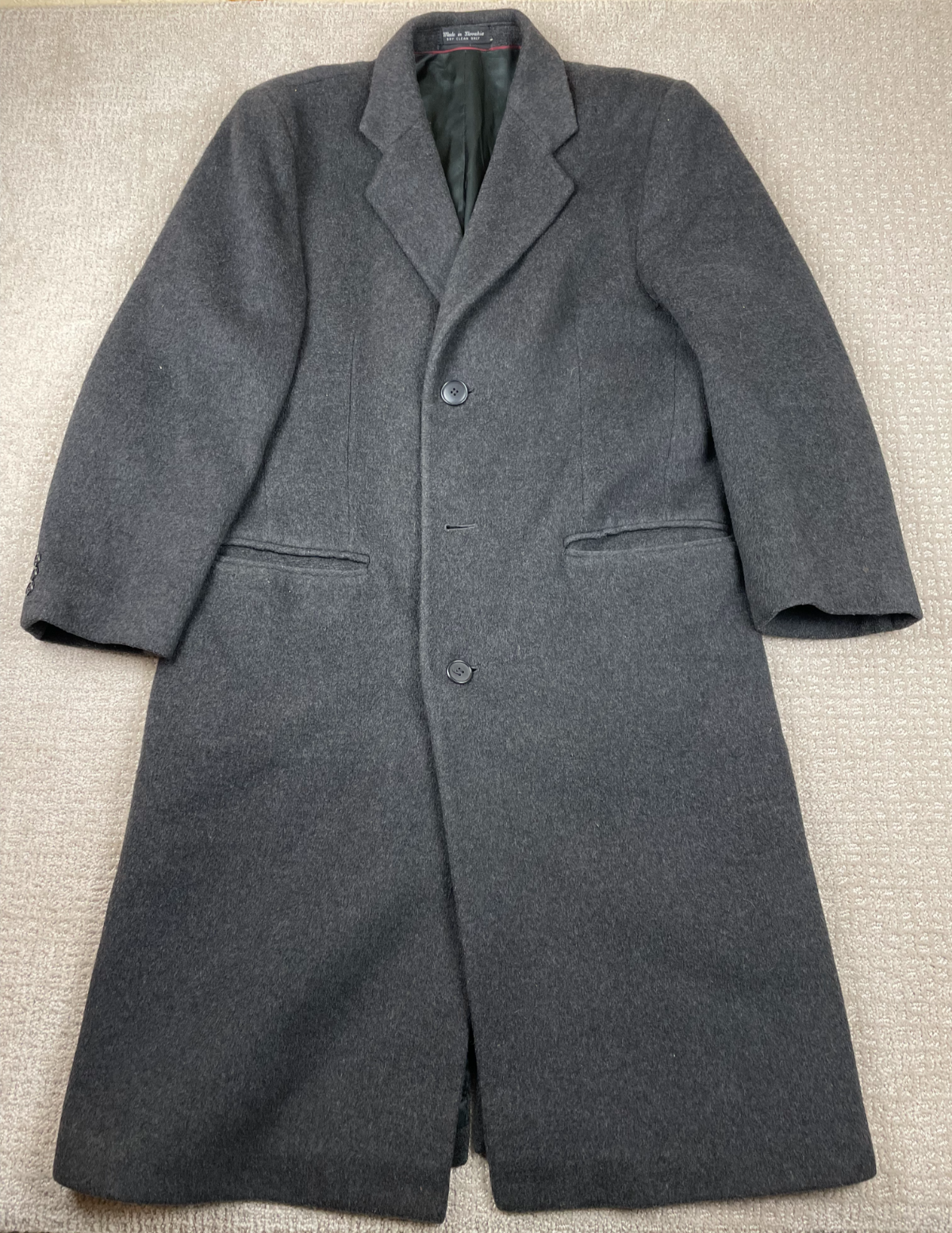 Vintage Teller Coat Mens Size 40R Gray Cashmere Trench Overcoat Old Money