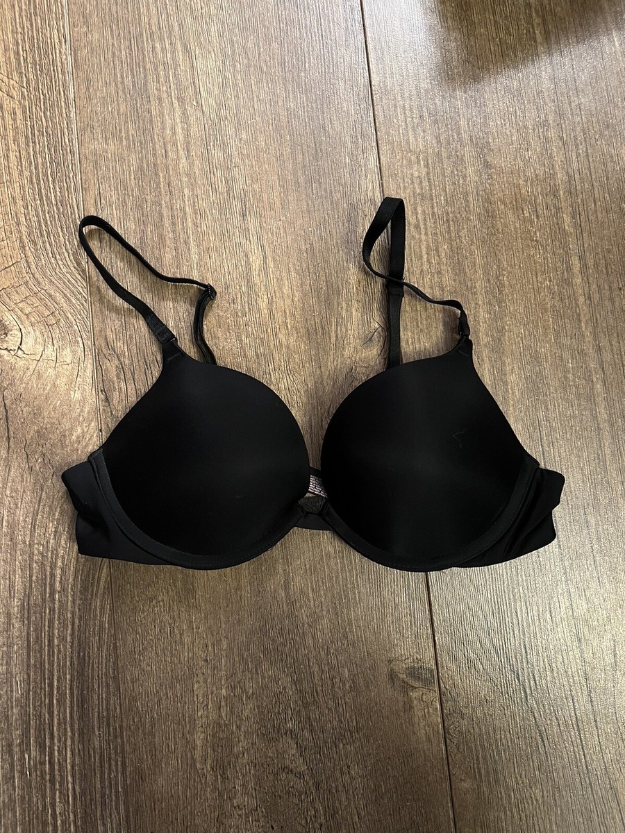 Victoria Secret 36010914 Black Satin Padded Underwire Push Up Bra