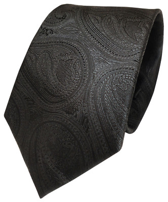 schöne Designer Seidenkrawatte schwarz paisley - Krawatte 100% Seide