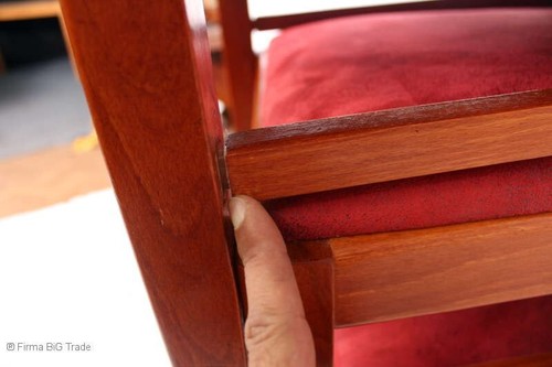 Hermosa silla de madera silla de cocina silla tapizada funda roja vino silla apilable - Imagen 24 de 24