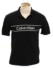 Calvin Klein Signature Black Short Sleeve No Button Polo Shirt Small S Men's NWT