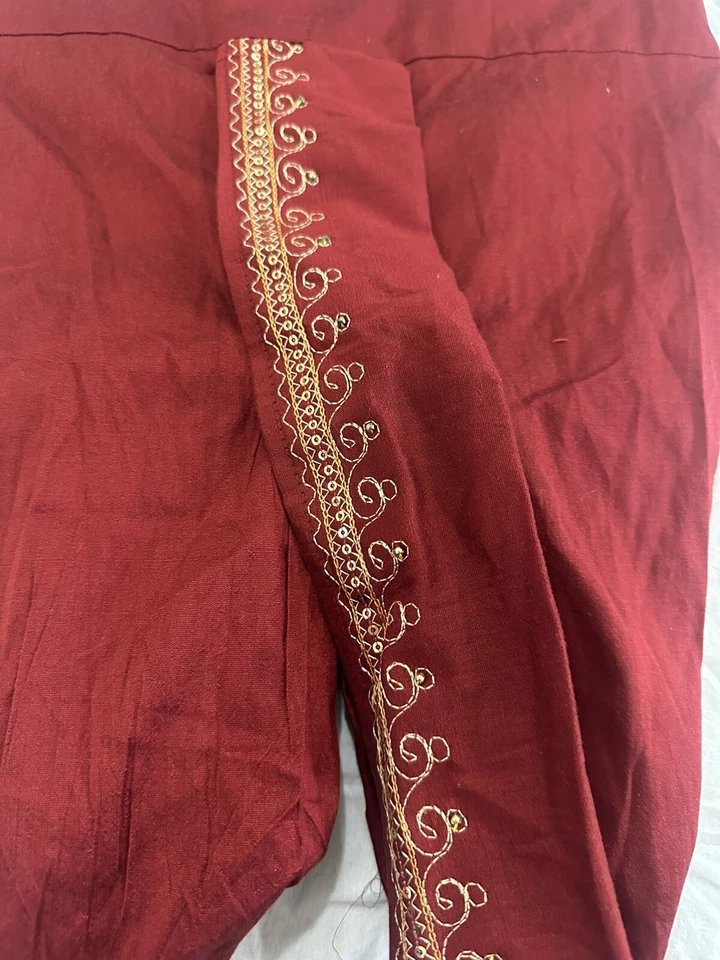 Boys Traditional Indian Pakistani Pants Red Gold Size 2 - Image 2 of 4