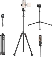 Phone Tripod with Remote, 67" Tripod for Camera Reverse-Folding, Universal Tripo