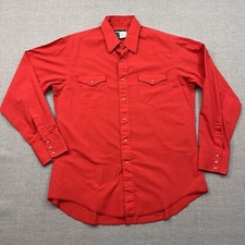 Wrangler Shirt Mens 16.5/35 Red Snap Western Cowboy Cut X Long Tails Vintage