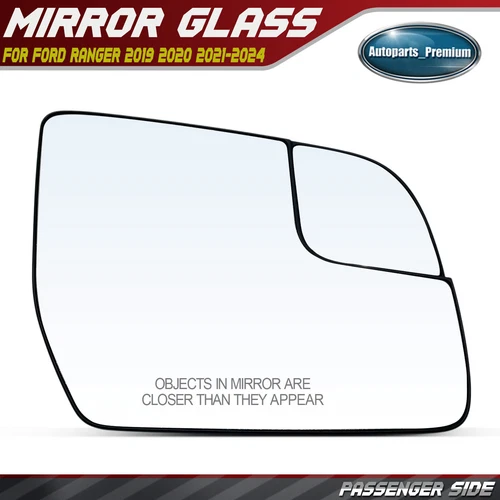 Passenger Mirror Glass with Manual Adjust & Spotter Glass for Ford Ranger 19-24