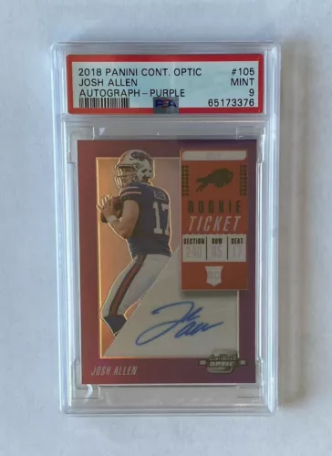 2018 Panini Contenders Optic Autograph Purple /49 Josh Allen Rookie PSA 9 Mint