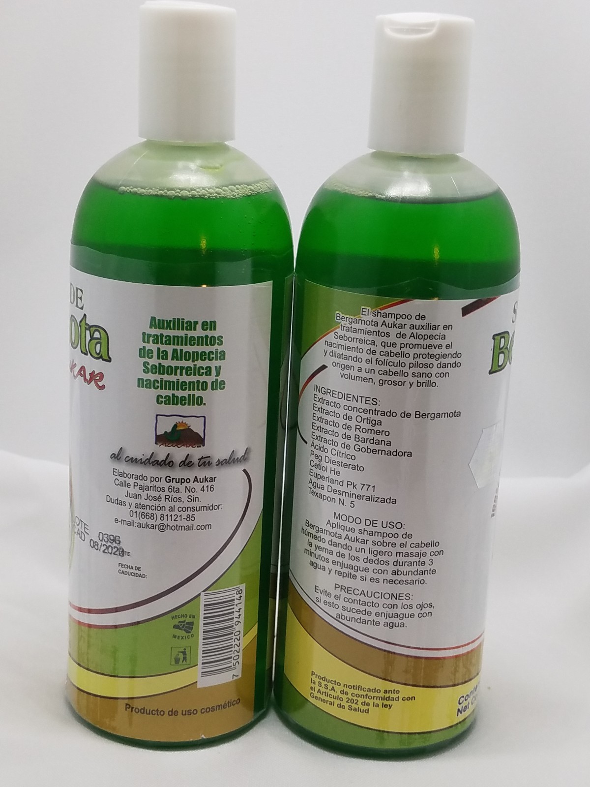 2 Pack Shampoo Bergamota 100 Natural 17.63 Fl. Oz per Bottle ( AUKAR