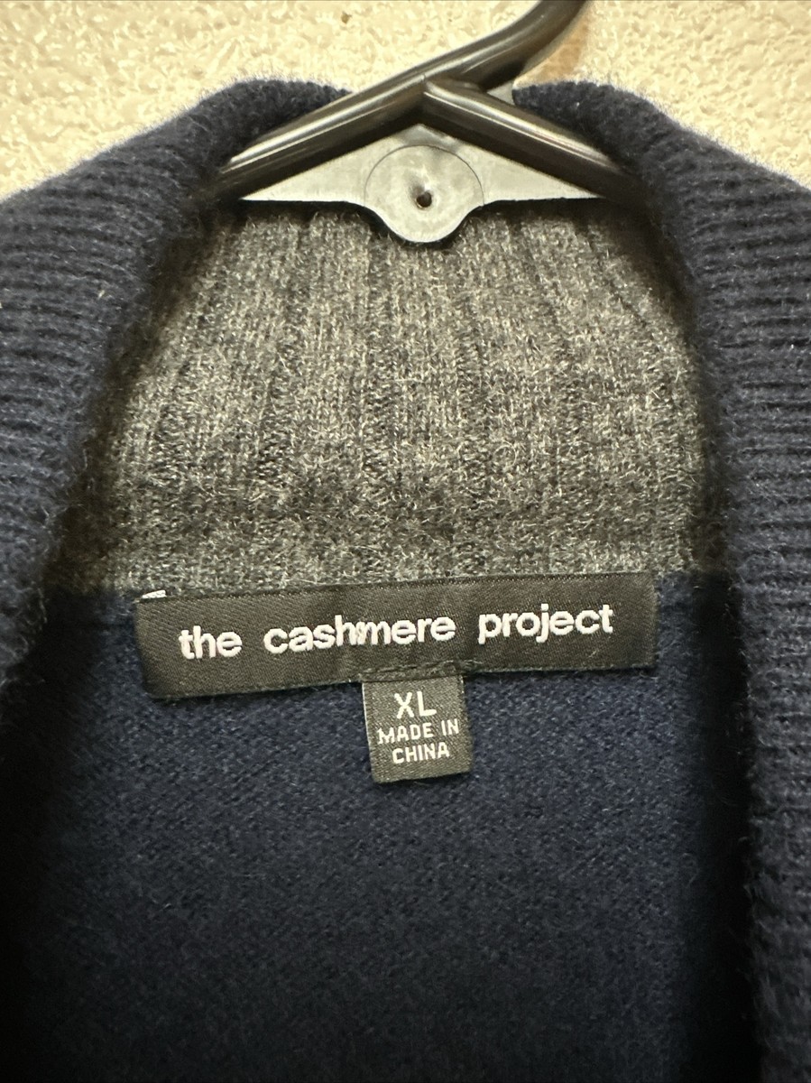 The Cashmere Project 100% Cashmere Blue 1/4 Zip Long Sleeve  display picture 1