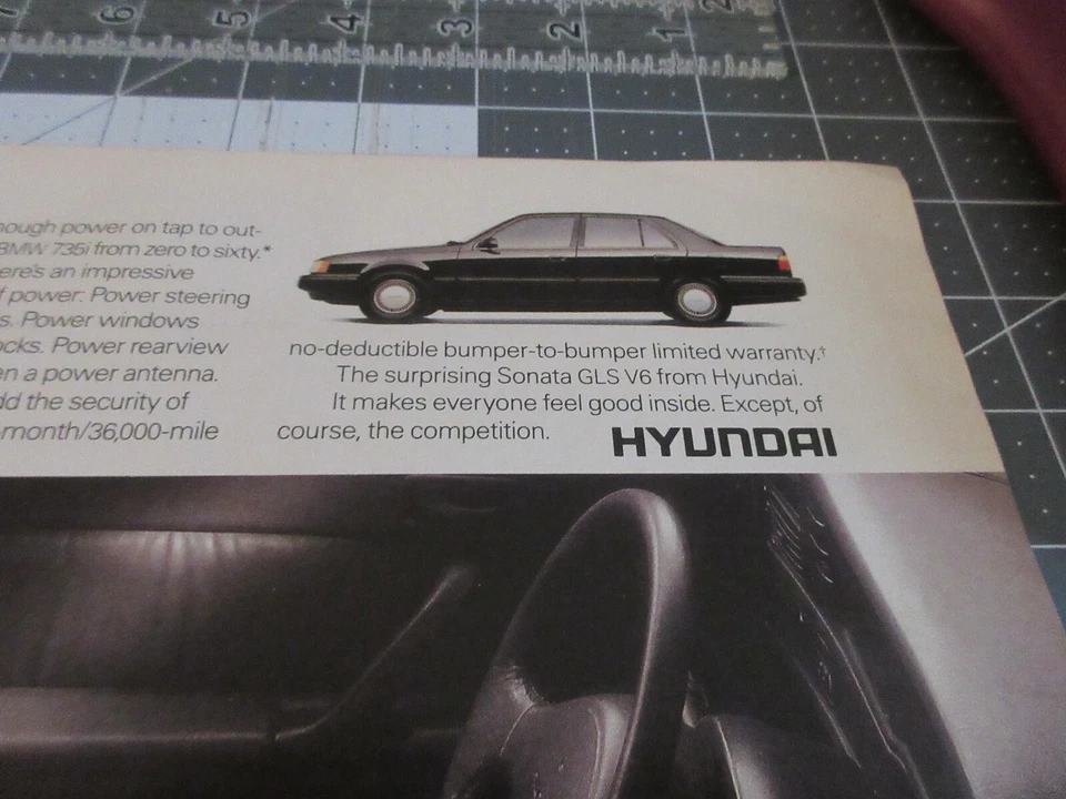 Hyundai Sonata GLS V6 1990 - Anuncio impreso de 2 páginas Foto 2 de 4