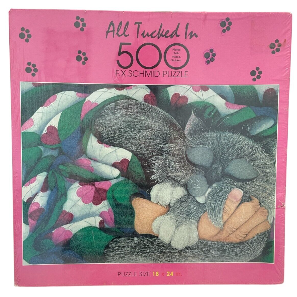 NEW F. X. Schmid ALL TUCKED IN Kitty Cat 500 Piece Puzzle 18