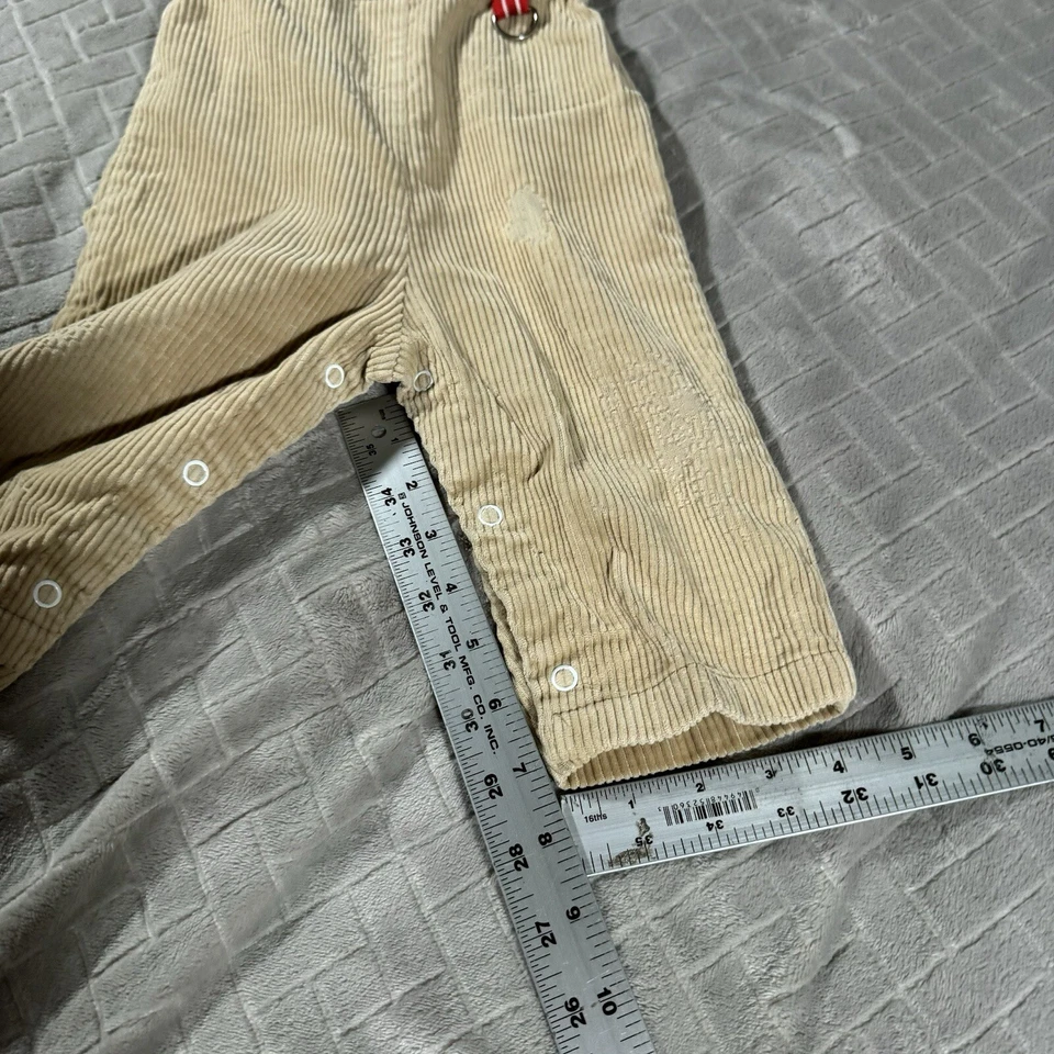 Mono de Pana Vintage Bebé Talla 18 Meses Pantalones Beige Tostado Hecho en EE. UU. Foto 3 de 4