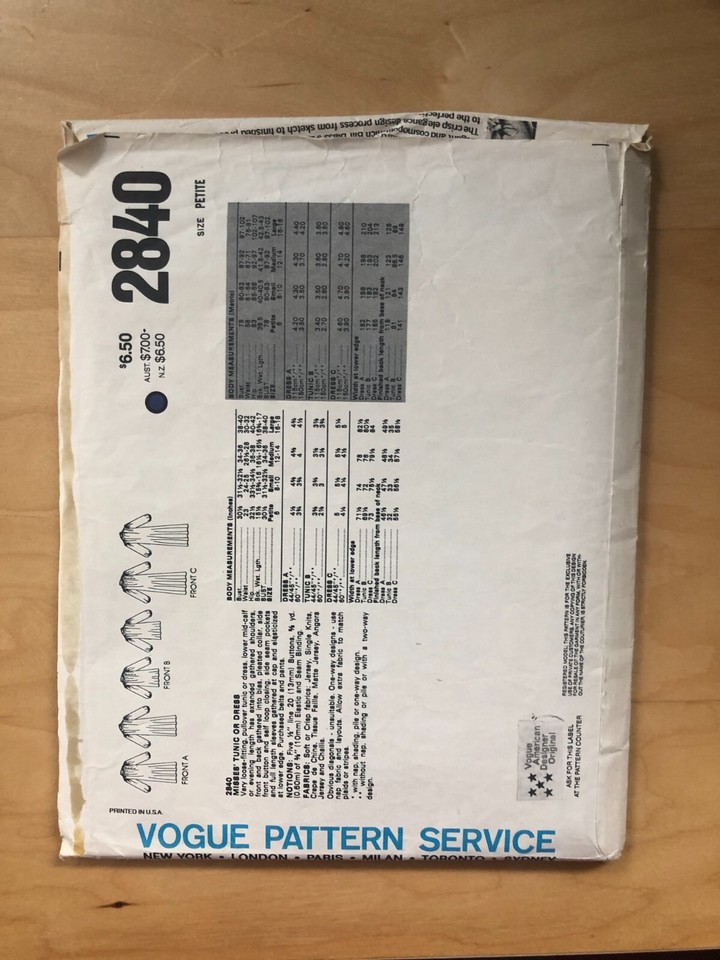 Vogue American Designer Pattern 2840, Bill Blass, Pullover Tunic or ...