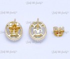 14k Solid Yellow Gold Oval Diamond & Aquamarine Earring Stud earring halo 1.68 c — photo 5