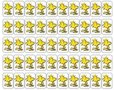 50 Woodstock Peanuts Envelope Seals / Labels / Stickers, 1" x 1.5"