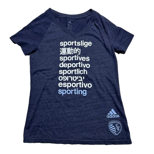 Adidas Sporting KC Shirt Womens XL Kansas City Navy Blue Soccer Short Sleeve