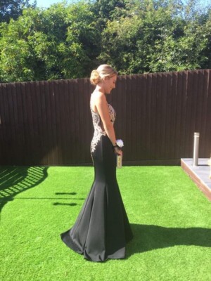 Black & Gold Prom / Evening Dress | eBay UK