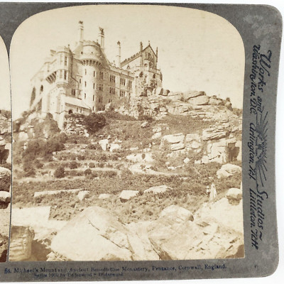 Cornwall England Benedictine Monastery Stereoview c1900 St Michael's Mount F859