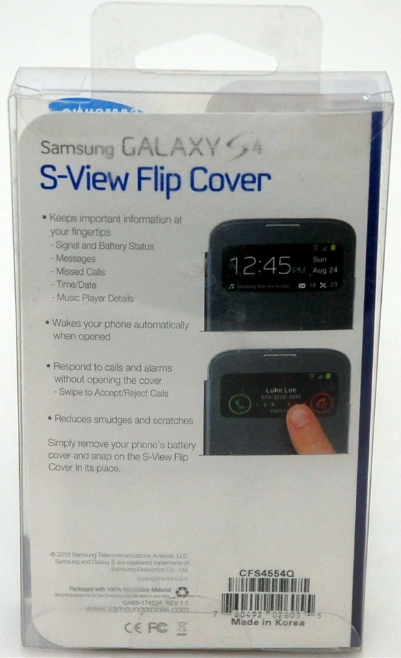 GENUINA Funda Abatible Samsung EF-CI950BB Púrpura Galaxy S4 S-View Ciruela Fabricante de Equipo Original Foto 2 de 4