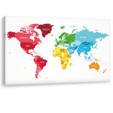 World Map Countries Continents Political Large Canvas Wall Art Picture Print