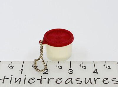 Tupperware keychain Mini servelier Canister RARE Red Lid tinietreasure