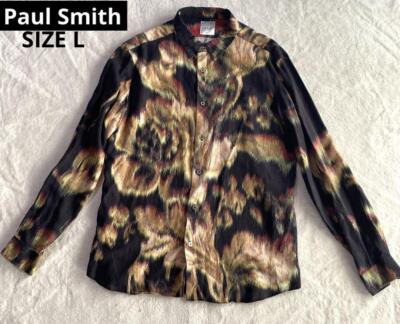 Paul Smith 21AW Disrupted Rose Print Shirt Black 100% Cellulose