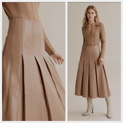 NWT COUNTRY ROAD Leather Look PLEAT Skirt [16 XL] women's