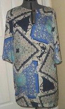 *PINC DRESS SIZE S JUNIOR BLUE GRAY FLORAL PRINT SILKY FEEL NWT