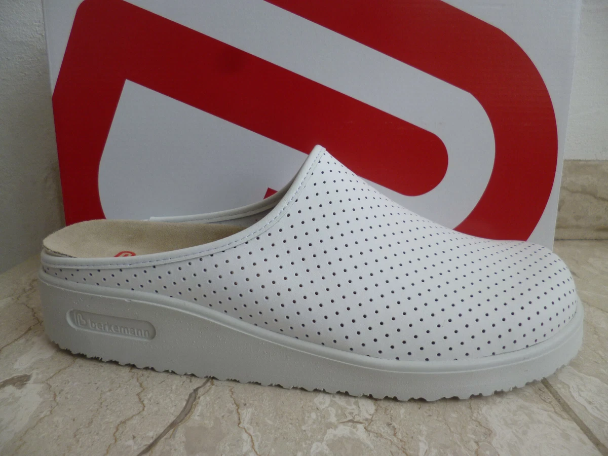 Berkemann Men s Clogs Sabot Mules Slippers Leather White 09103 New