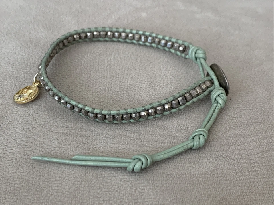 NUEVO Chan Luu Plata Esterlina Cruz Dije con Diamante Real Cuero Como Nuevo Pulsera Foto 4 de 4